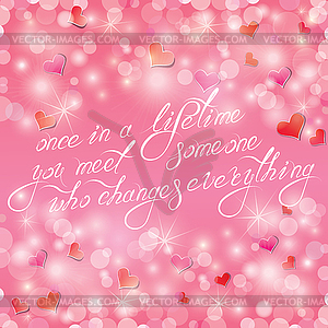 Valentine`s day or wedding pink background with - vector image