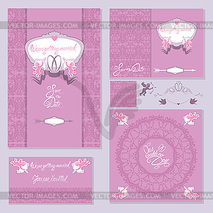 Set of Wedding invitation cards with floral - vector image