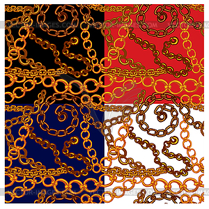 Set of seamless patterns with handdrawn Gold - vector image