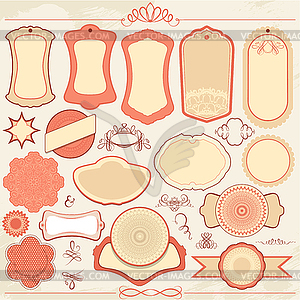 Vintage labels set in pink and beige colors with - vector clipart