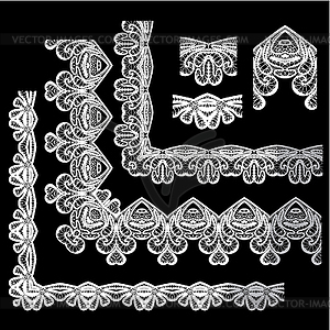 Frame Elements Set - different lace edges and - stock vector clipart