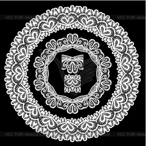 Round Frame - floral lace ornament - white - vector clip art