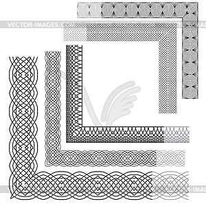 Set of Vintage backgrounds, corners, Guilloche - vector clipart