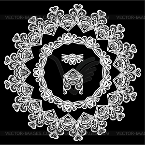 Round Frame - floral lace ornament - white - vector clipart