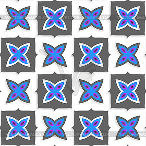 Geometrical ornament with gray squares and blue - vector clip art