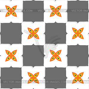 Geometrical ornament with gray squares and orange - vector clipart / vector image