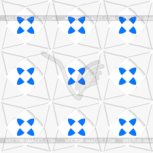 White geometrical ornament with triangles and blue - vector image