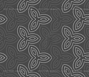 Repeating ornament dotted gray and black flowers - vector clipart / vector image