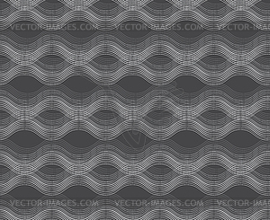 Repeating ornament horizontal wavy lines on gray - vector clipart