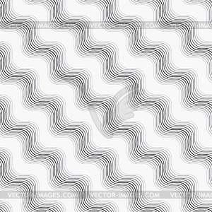 Repeating ornament many diagonal wavy lines - vector clip art