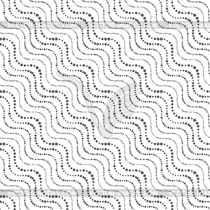 Repeating ornament of dotted wavy diagonal lines - vector clipart