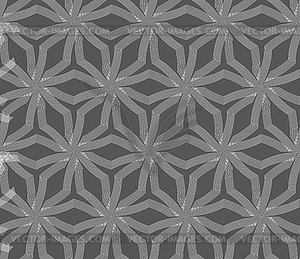 Repeating ornament stars with lines on gray - vector image