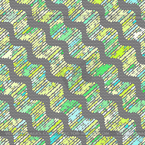 Textured ornament with doted waves in green shades - vector image