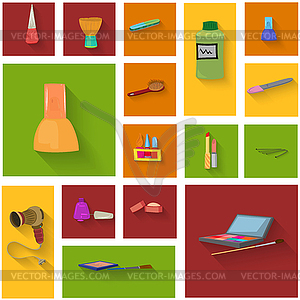 Beauty spa objects icon set flat design - vector clip art