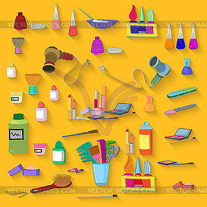 Beauty spa objects set flat design - vector image