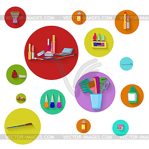 Flat design spa round icon set - vector image