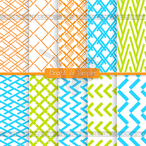 Bright and simple orange blue and green pattern set - vector image