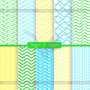 Bright and simple yellow green and blue pattern set - vector clipart / vector image