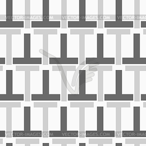 Monochrome pattern with black gray t shapes - vector image