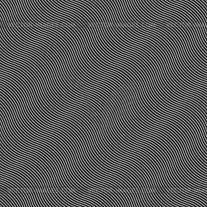 Monochrome pattern with diagonal wavy guilloche - vector clip art