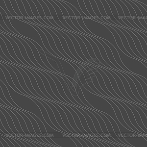 Monochrome pattern with thin gray wavy diagonal - vector image