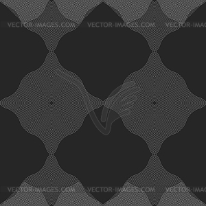 Monochrome pattern with wavy guilloche squares - vector clipart / vector image