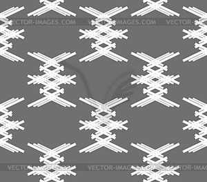 Monochrome pattern with white crossed shapes on gray - vector clipart