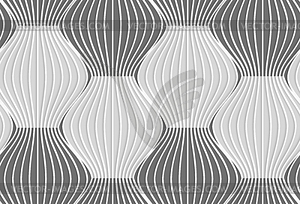 3D shades of gray vertical striped waves - vector clipart