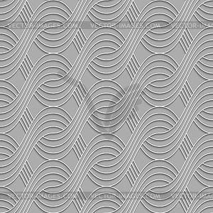 3D striped interlocking waves on gray - vector image