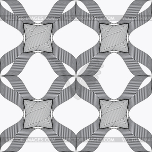 Ribbons dark and light forming net with knots - vector image