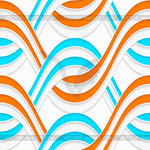 White embossed interlocking waves with blue and - vector clip art