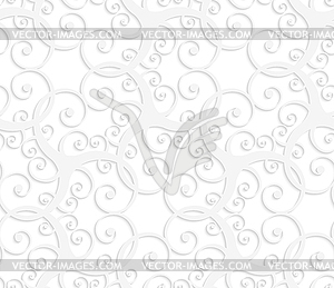 3D white slim ornament with swirls - vector image