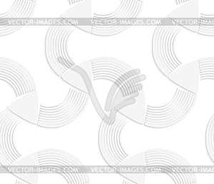 3D white striped semicircles and triangles - vector clip art