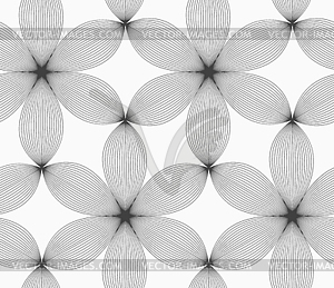 Monochrome gray striped six pedal flowers - vector image