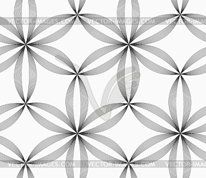 Monochrome slim gray striped six pedal flowers - stock vector clipart