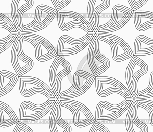 Slim gray six pedal flowers with offset - vector clip art