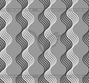 Flat gray with shaded wavy grid - vector image