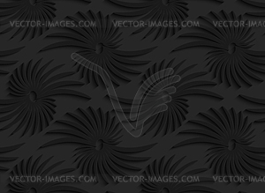Black 3d abstract shapes with leaves - vector clipart