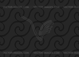 Черный 3d горизонтальные спиральные волны тонкие - изображение векторного клипарта