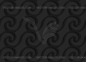 Black 3d horizontal spiral waves - vector clip art