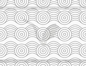 Gray circles on bulging waves - vector image