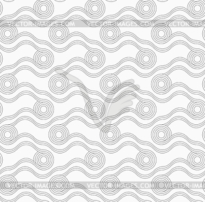 Gray circles with wavy lines in grid - vector clip art