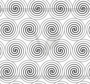 Gray merging Archimedean spirals - vector image