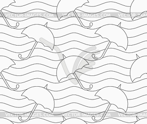 Gray reflected umbrellas on wavy lines - vector clipart