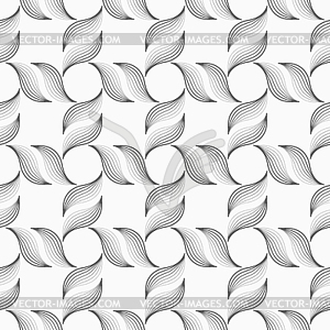 Gray striped leafy shapes forming cross - vector image