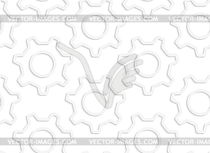 Paper white simple gears contoured - vector image