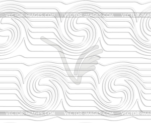 Paper white waves with swirls - vector clipart
