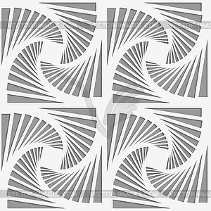 Perforated striped rotated triangular shapes - vector image