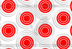 White colored paper red spools merging - vector image