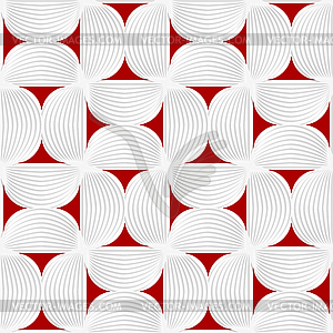 3D white striped semi circles with red - vector clip art